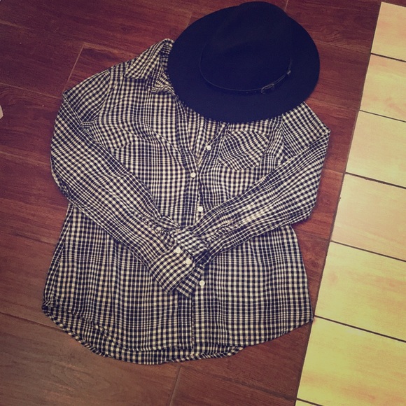 Merona Tops - Plaid black and white Top